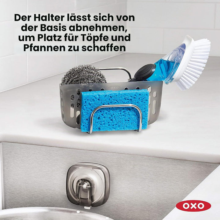 OXO Good Grips Utensilienhalter für das Spülbecken – Küchenorganizer mit StrongHold-Saugnapfhalterun