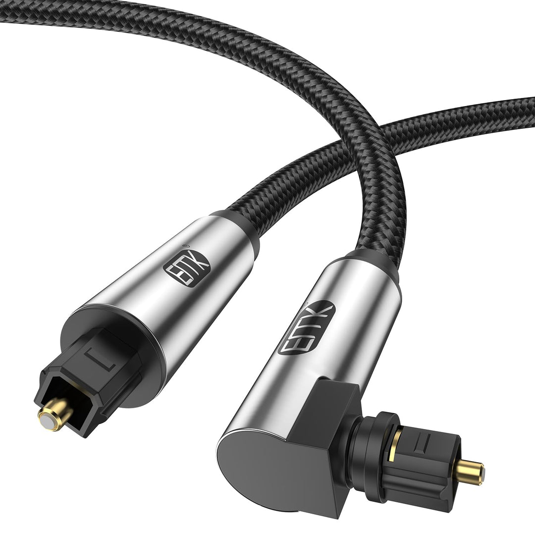 EMK 90 Grad Optisches Kabel,Optisches Audiokabel,Toslink Kabel,Lichtwellenleiterkabel für Heimkino,F