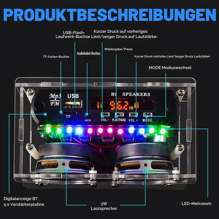 Heemol Elektronik Löt Bausatz Radio Mini Verstärker,87.5-108MHZ DIY Kit Verstärker Bluetooth Lautspr