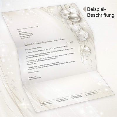 ELEGANCE 100 Sets Weihnachtsbriefpapier mit Umschlag ohne Fenster, Briefpapier Weihnachten A4 100 Se