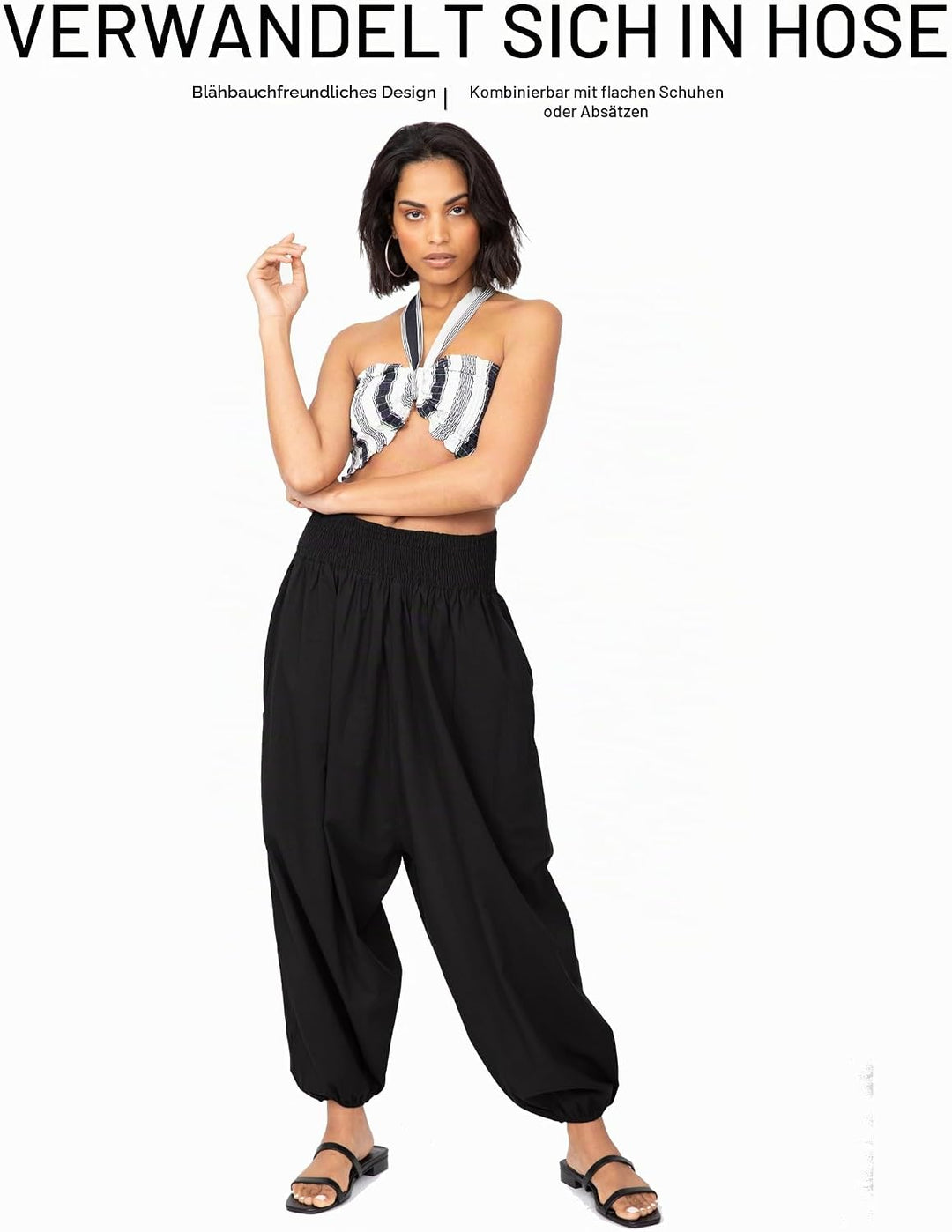 likemary Jumpsuit Damen Sommer – 2-in-1 Haremshose &amp; Capri Overall – Baumwolle Einheitsgrösse – Boho