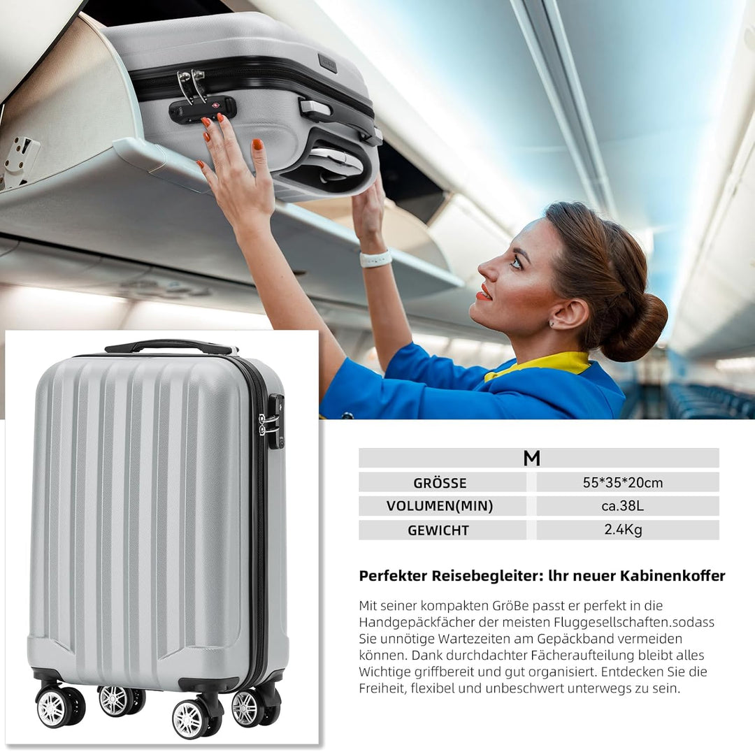 BEIBYE TSA-Schloss 2080 Hangepäck Zwillingsrollen Reisekoffer Koffer Trolley Hartschale Handgepäck M