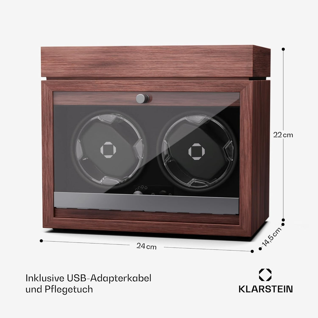 Klarstein Uhrenbeweger für Automatikuhren, Automatik-Uhrenbeweger für 2 Uhren mit Acryl-Tür, Automat
