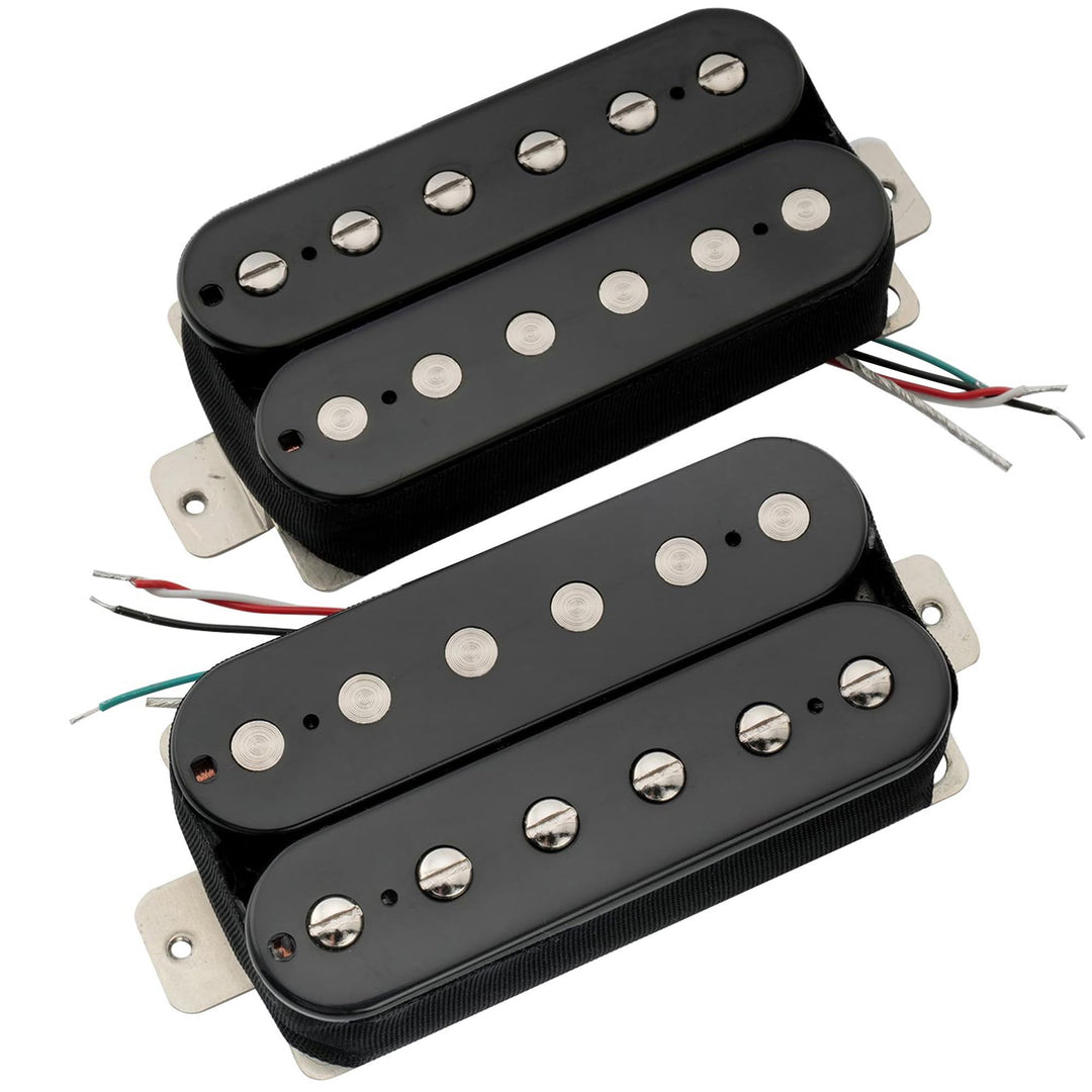 Artec VH-Rock Alnico 5 Uncovered Humbucker Tonabnehmer Hals Steg Pickups Set für E-Gitarre, Schwarz,