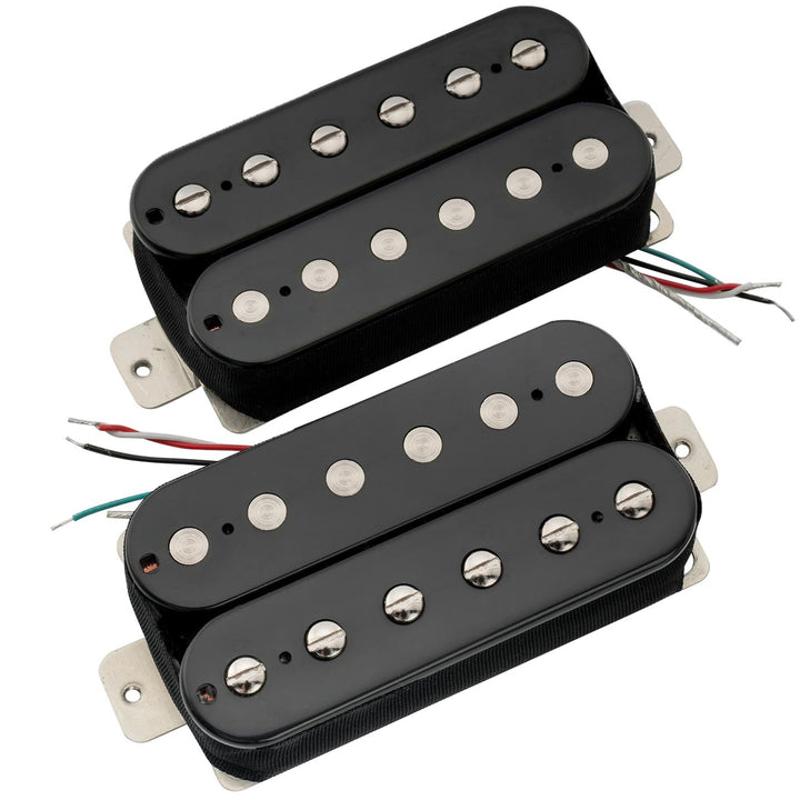 Artec VH-Rock Alnico 5 Uncovered Humbucker Tonabnehmer Hals Steg Pickups Set für E-Gitarre, Schwarz,