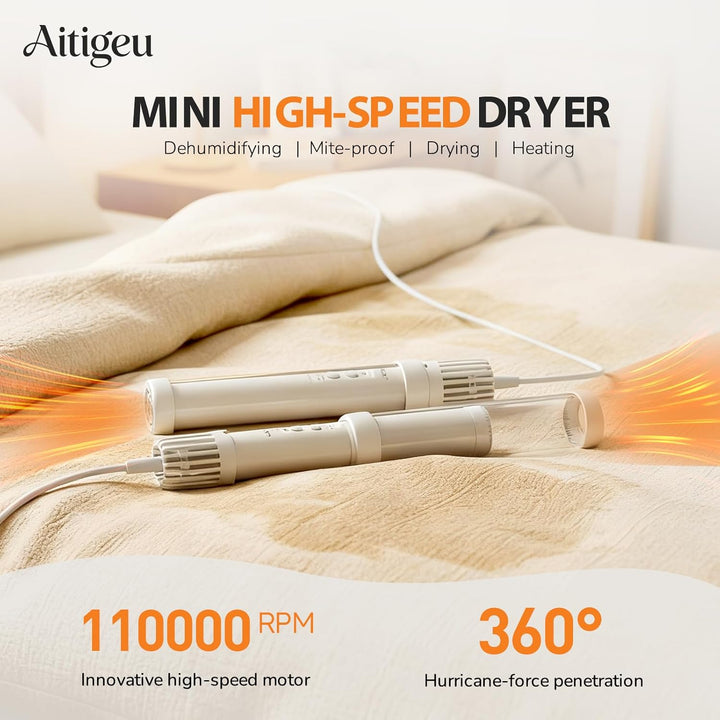Elektrische Bettdecken Trockner Mini-Hochgeschwindigkeits, 400W, 110.000 U/min Turbinenmotor, 360° H