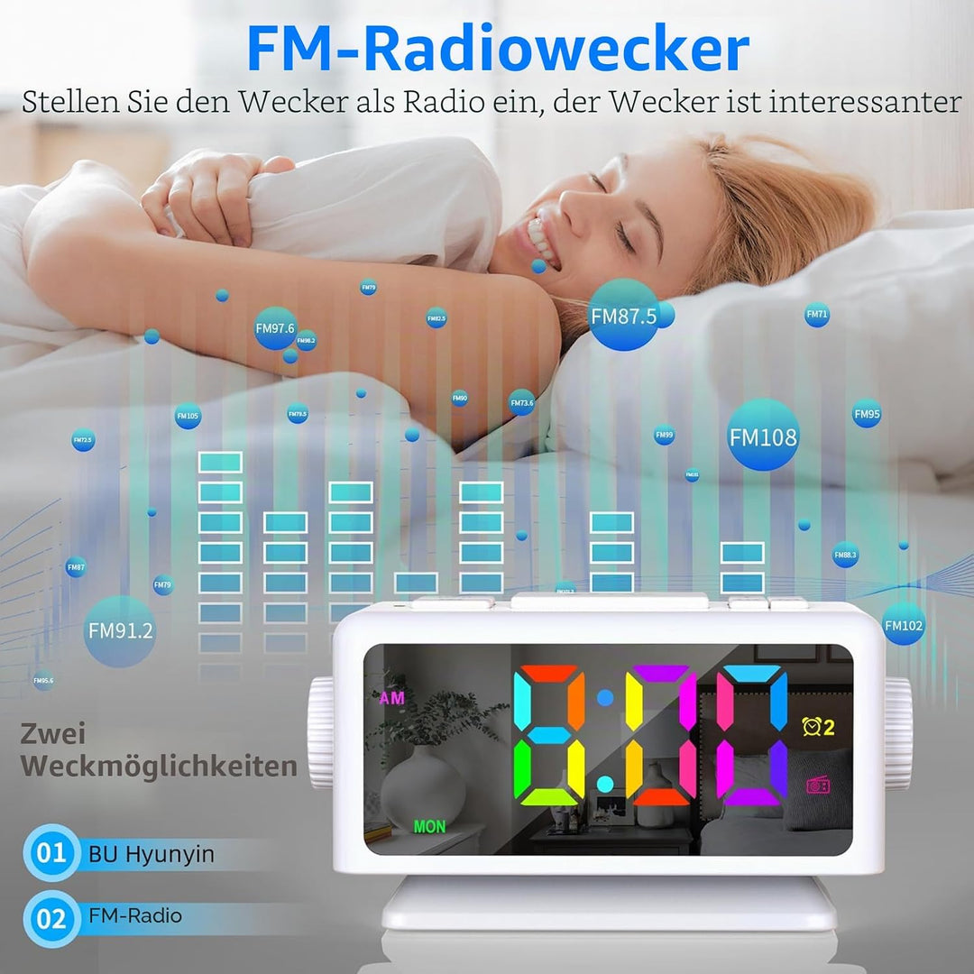 ThreeH Radiowecker RGB Farbe Zeitanzeige 12 Dimmer Lauter Alarm FM Radiowecker für Senioren Kinder 1