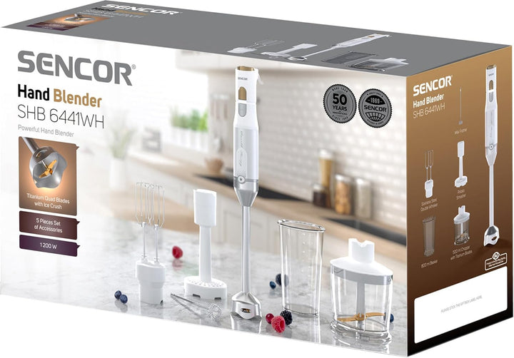 Sencor Multifunktionaler Stabmixer, ultra-leistungsstark, 6 in 1, 1200 W, mit Doppel-Schneebesen, Ze