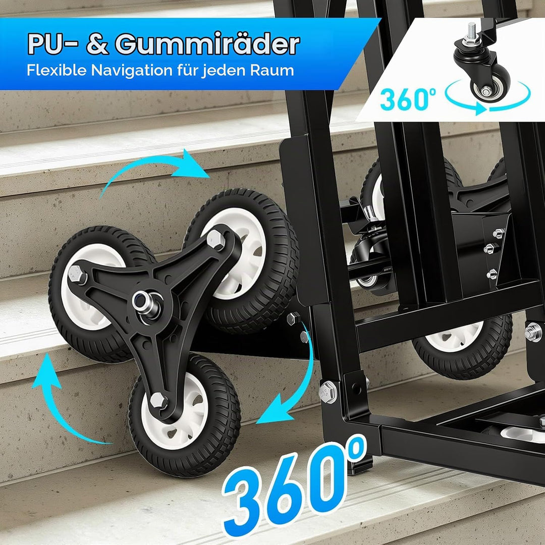 Schwerlast Sackkarre Klappbar 150kg Treppensteiger 3-Fach Sternräder Transporter Treppensackkarre mi