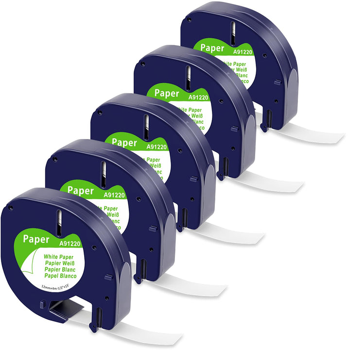 5x MarkField Kompatible für Dymo LetraTag Etikettenband Paper, Kompatible mit Dymo Letratag Papier E