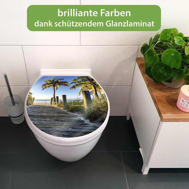 banjado Toilettendeckel mit Absenkautomatik 44,5x37cm - Soft Close Toilettensitz - WC Sitz mit Absen
