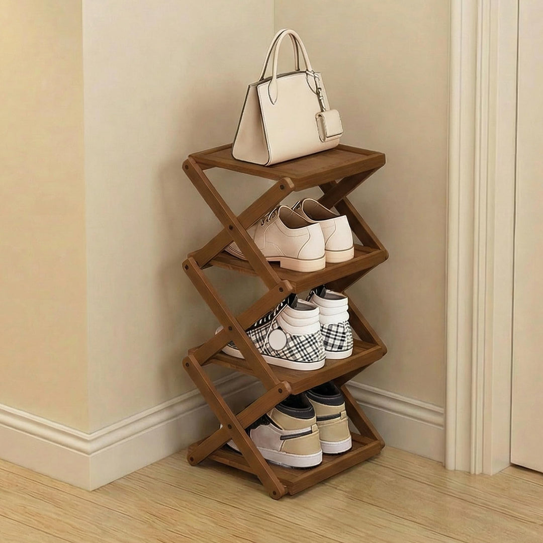 Simcat Bamboo Standing Foldable Shoe Rack, Eco-Friendly – Multiple Layers Available, Widened & Talle