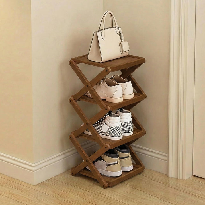 Simcat Bamboo Standing Foldable Shoe Rack, Eco-Friendly – Multiple Layers Available, Widened & Talle