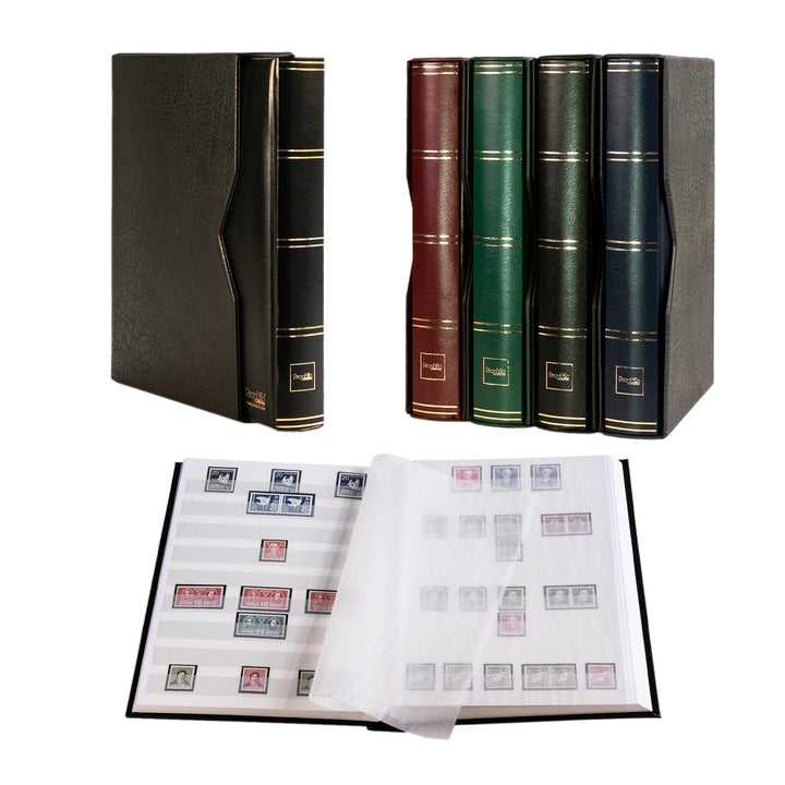 Prophila 60 weisse Seiten Briefmarkenalbum wattiert mit Kassette schwarz
