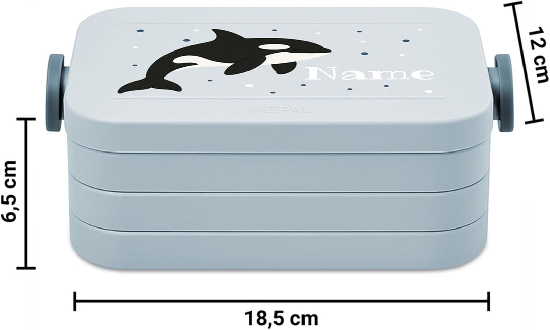 printplanet® Personalisierbare Brotdose „Layout Orca“ – Lunchbox/Bento Box von Mepal – mit eigenem N