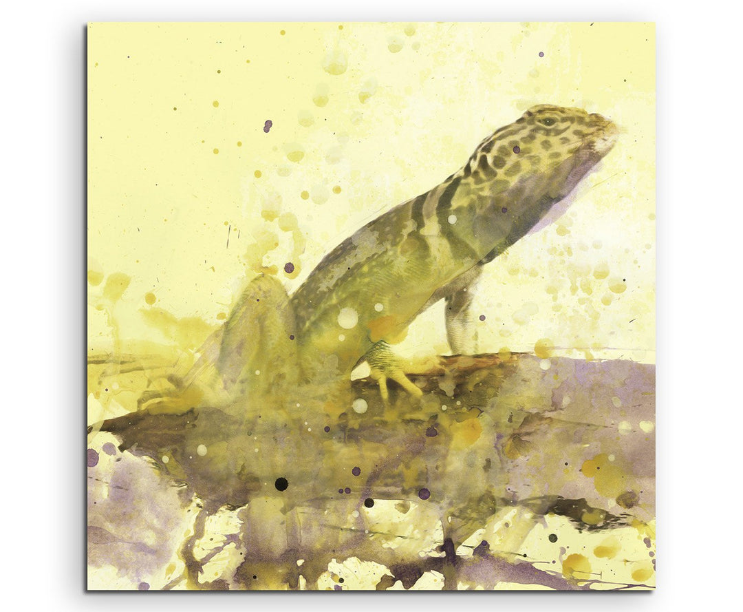 Lizard_60x60cm Splash Art Paul Sinus Aquarell, Gemälde, Kunstbild auf Leinwand