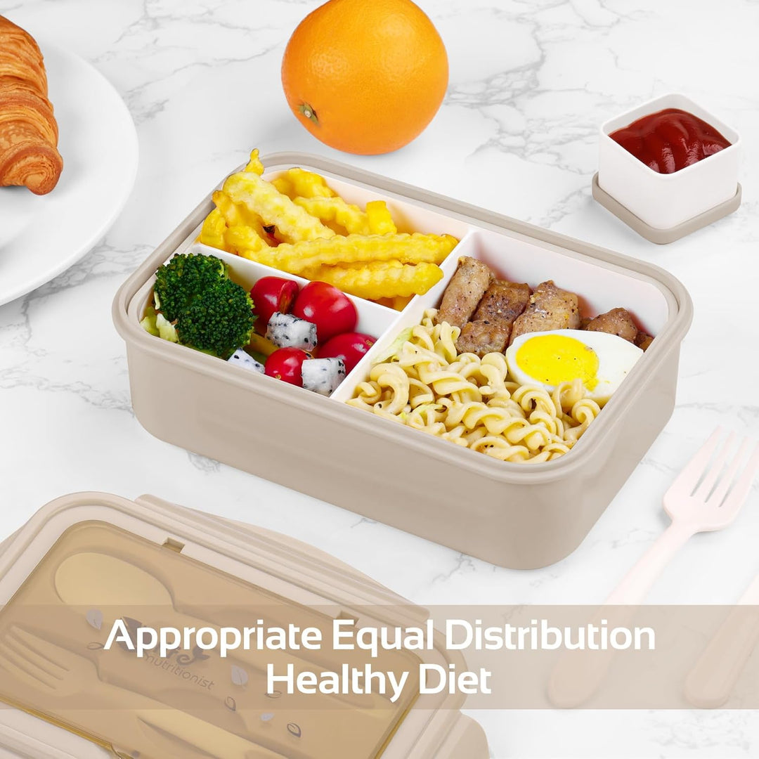 LUZOON Lunchbox, Bento Box Brotdose Erwachsene 1400ml mit 3 FäChern für Kinder inkl. Besteck, Jausen