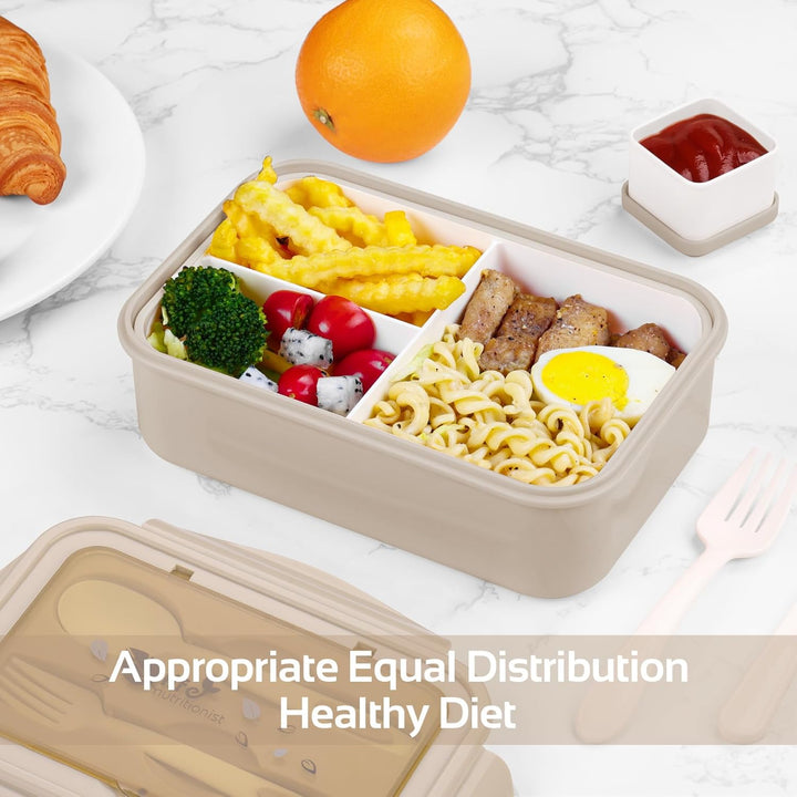 LUZOON Lunchbox, Bento Box Brotdose Erwachsene 1400ml mit 3 FäChern für Kinder inkl. Besteck, Jausen