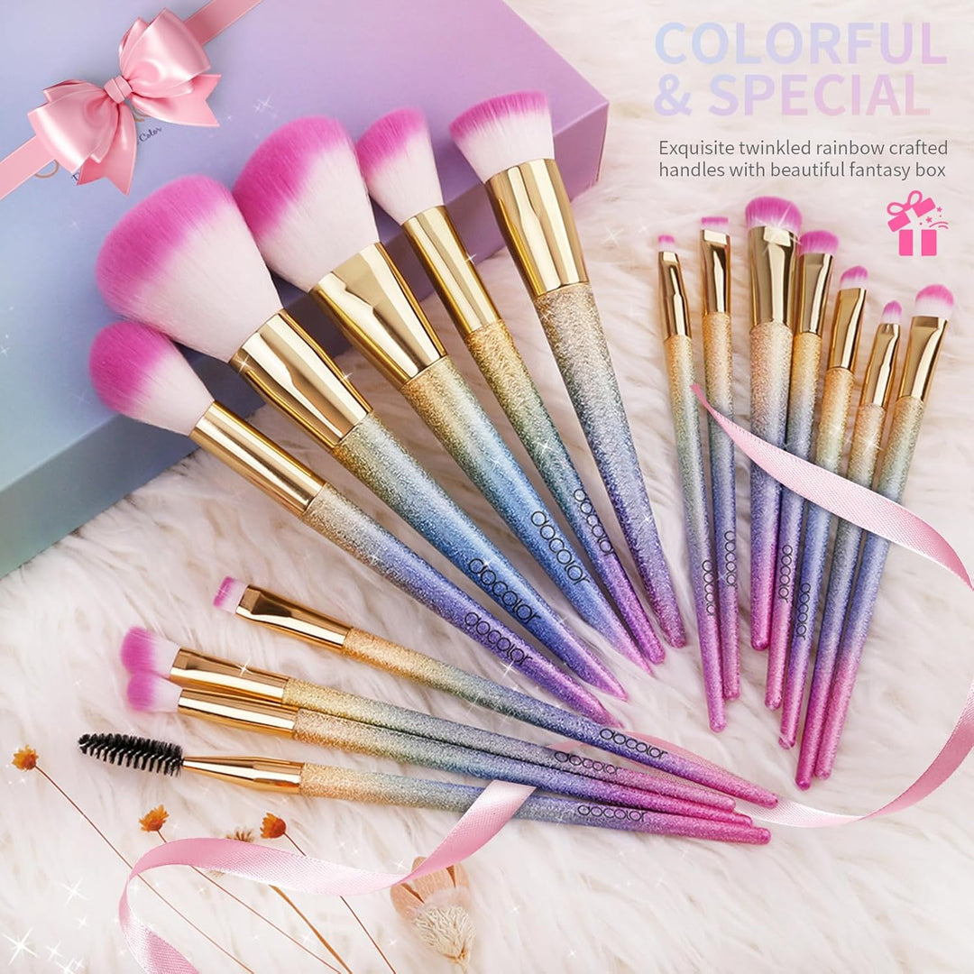 Docolor Makeup Pinsel 16 Pcs Makeup Pinsel Set Premium Synthetische Pulver Stiftung Kontur erröten C