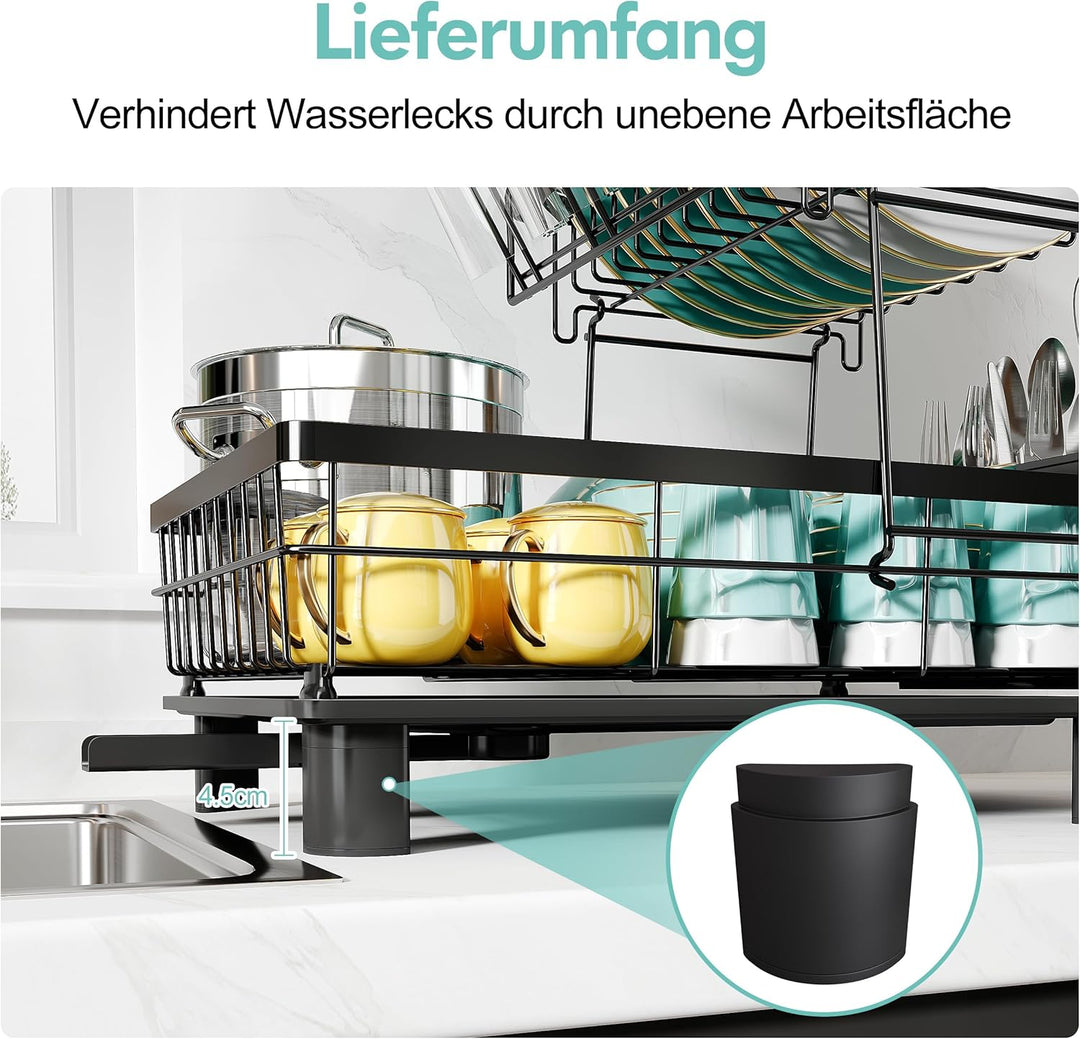 MAJALiS Abtropfgestell Geschirr, 2-Stufiges Geschirrabtropfgestell mit Abtropfschale, Geschirr Abtro