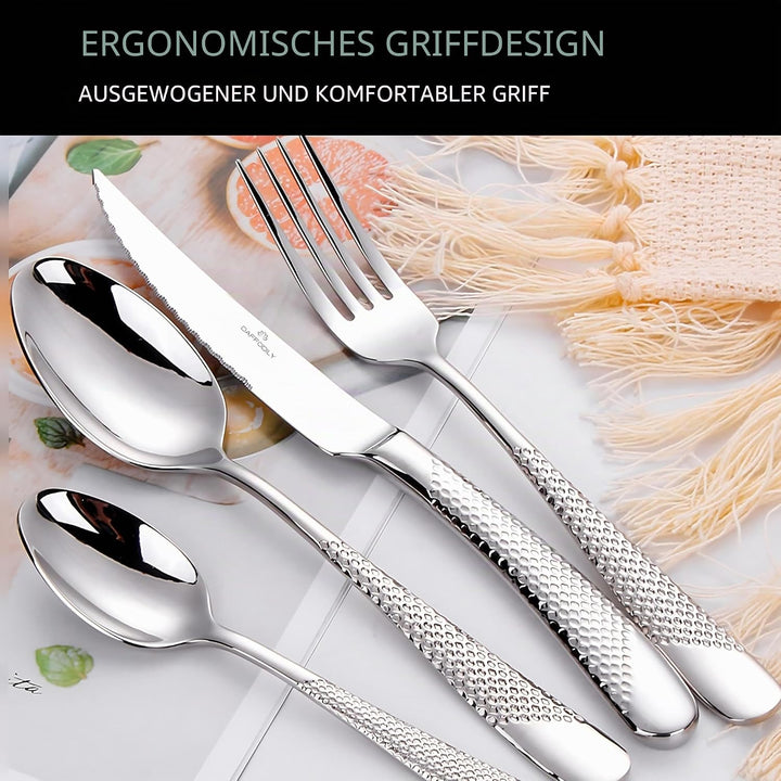 DAFFODILY® Spirit of luxury Signature Lot de 6 fourchettes à dîner Doré Steakmesser 6 teilig Silber,