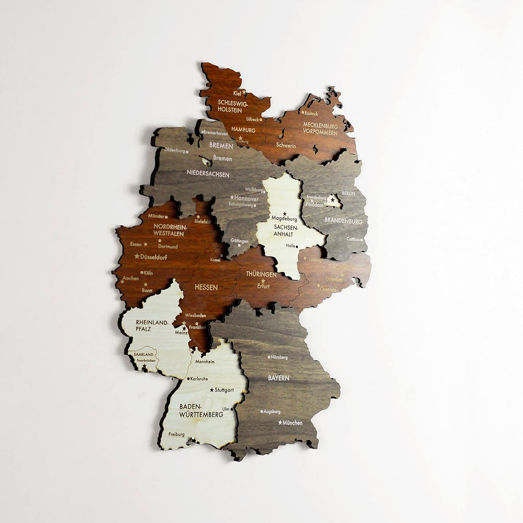 Colorfull Worlds Mehrlagige Holz 3D Deutschland Wandkunst Geschenk für Deutsche Freundin Deutschland