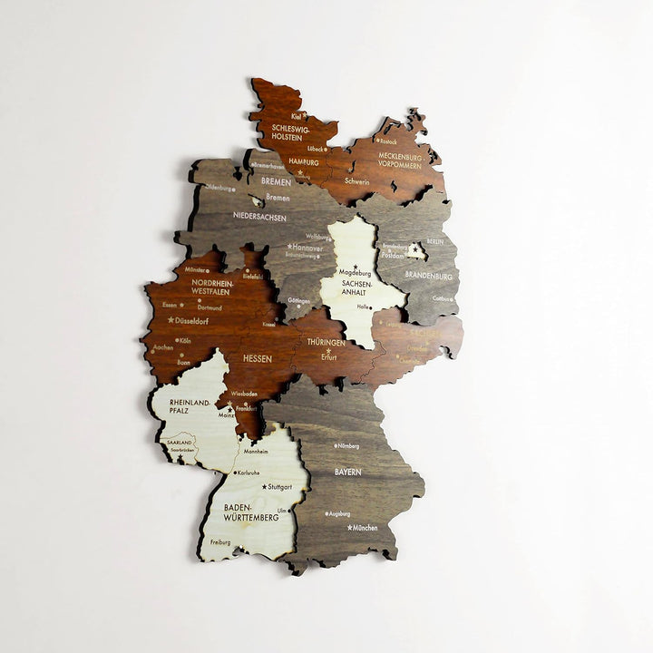 Colorfull Worlds Mehrlagige Holz 3D Deutschland Wandkunst Geschenk für Deutsche Freundin Deutschland
