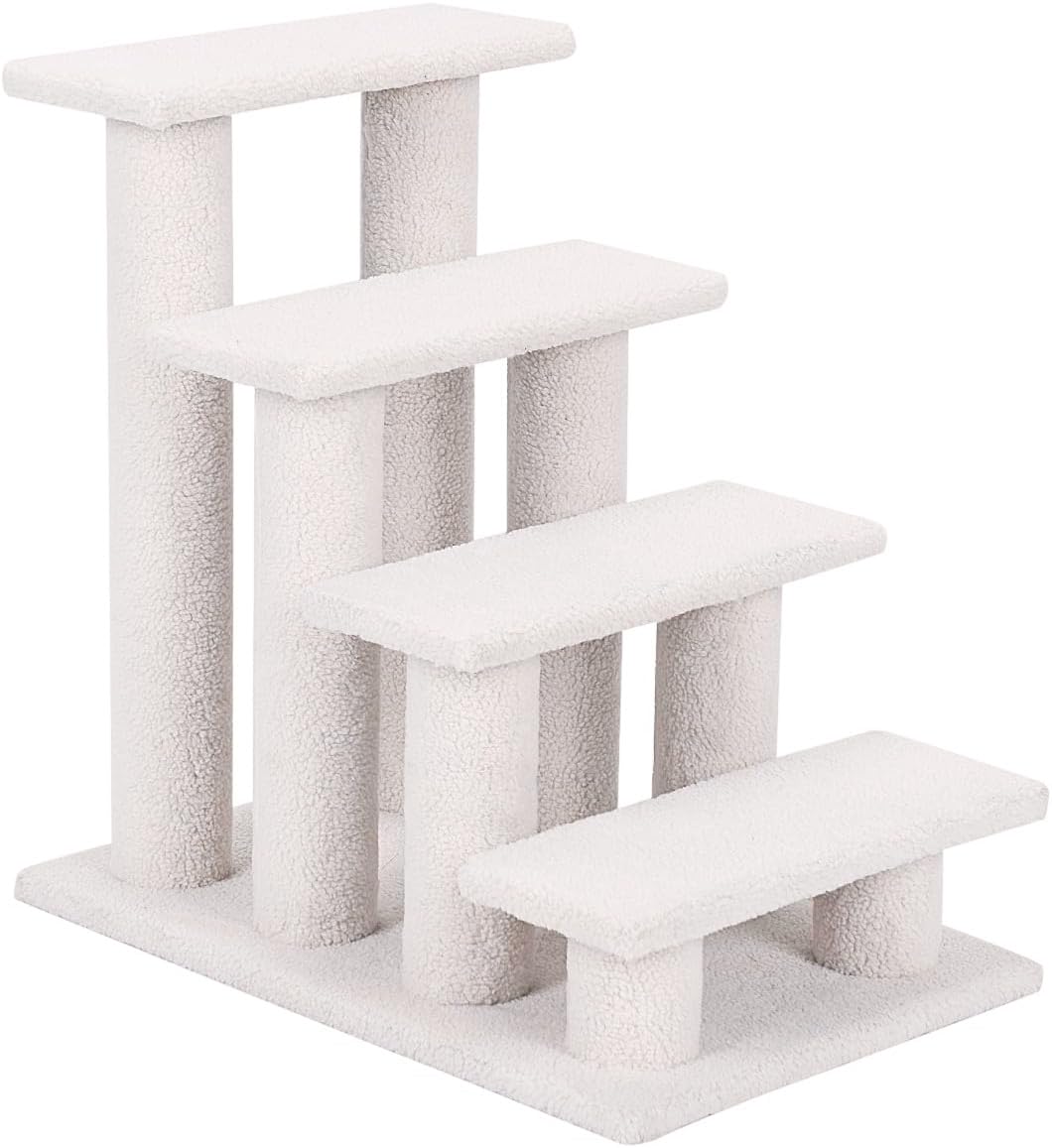 COSTWAY Tiertreppe Katzentreppe 4 Stufen, Treppe für Katze und Hunde bis 25 kg, Haustiertreppe Klein