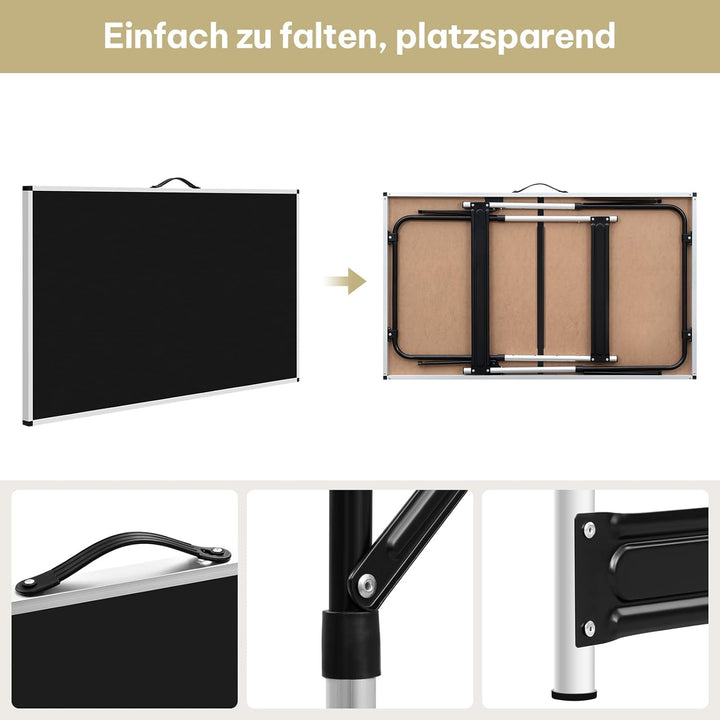 eSituro Campingtisch Alu Klapptisch höhenverstellbar 100x60x73-94cm Falttisch Picknicktisch, Tischpl