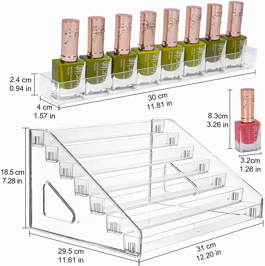 JessLab Nagellack Organizer, 7-Stufige Klarer Acryl Nagellack Halter Åtherische Öle Kosmetik Vitrine