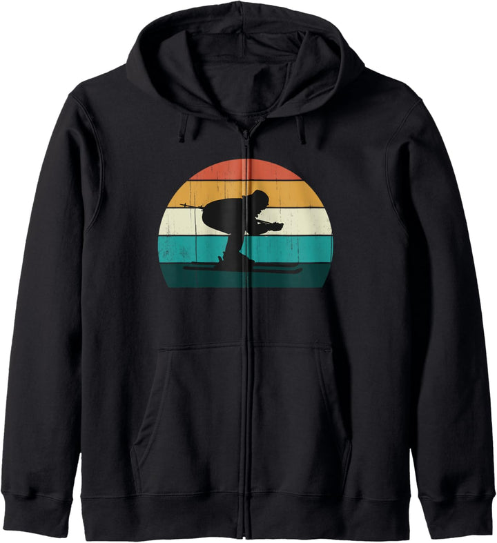 Retro Mountain Skiing - Vintage Abfahrt Ski / Skipiste Kapuzenjacke