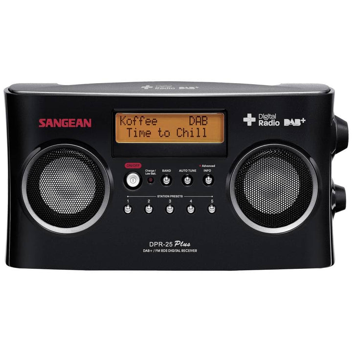 Sangean DPR25 Tragbares Digital-Radio (LCD-Display, DAB+, FM-RDS, LED) schwarz, Schwarz