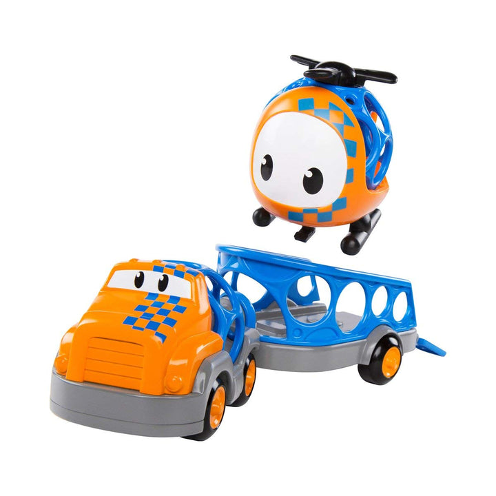 Bright Starts, Oball, Go Grippers, Spielzeug Truck, Anhänger und Helicopter Set, Truck, Anhänger und