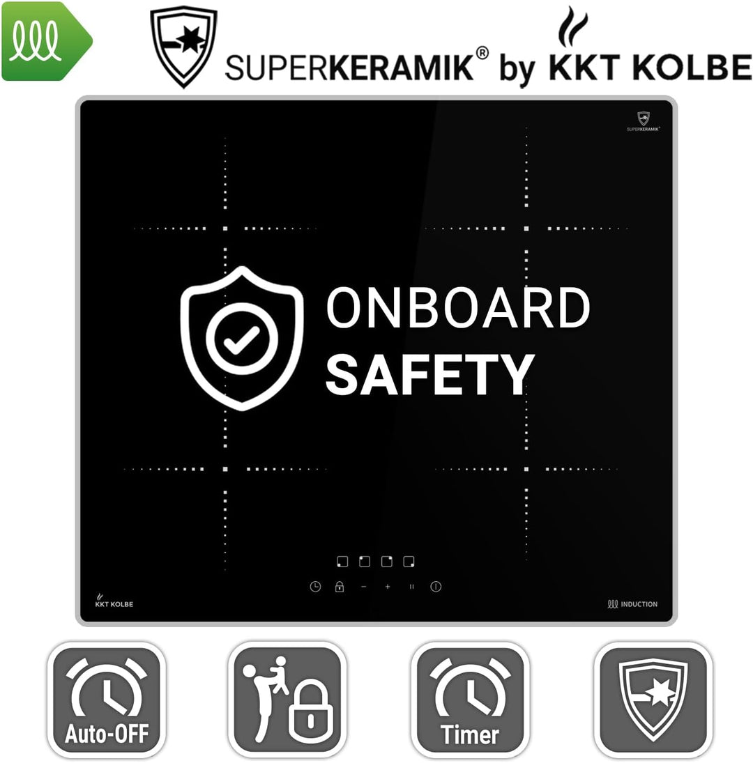 KKT KOLBE Induktionskochfeld 60 cm Autark mit Rahmen | Kochplatte mit 4 Zonen | 9 Stufen | Timer | T
