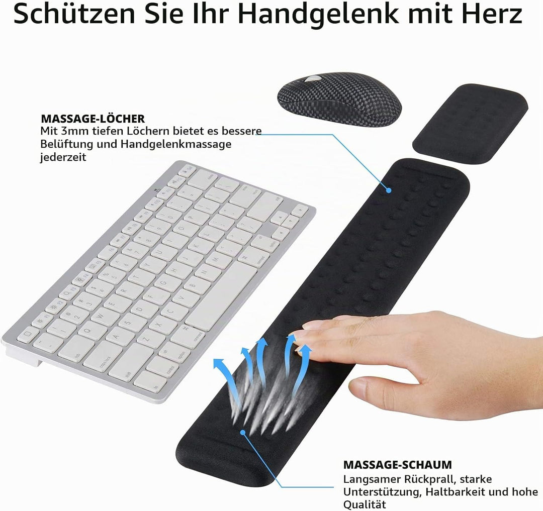 Yizhet Handgelenkauflage Set für Tastatur und Maus Handballenauflage mit Ergonomische Memory Schaum