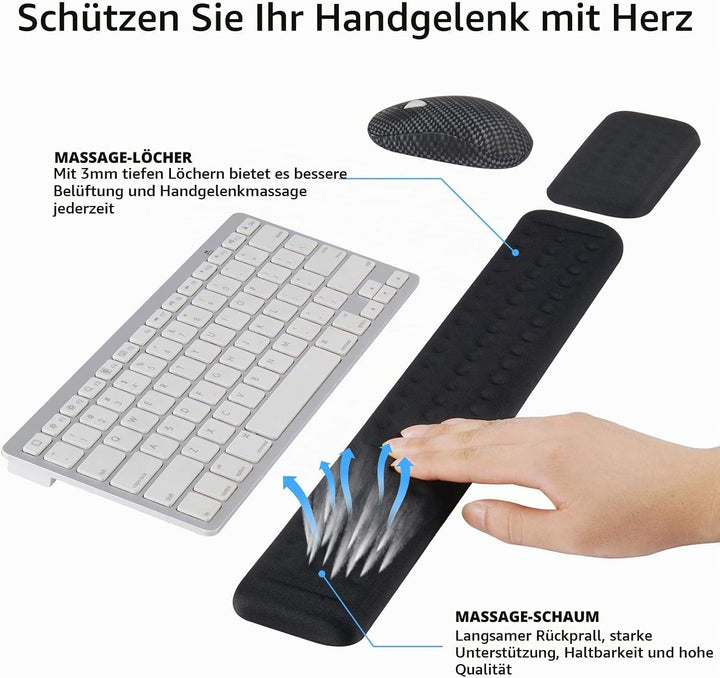 Yizhet Handgelenkauflage Set für Tastatur und Maus Handballenauflage mit Ergonomische Memory Schaum