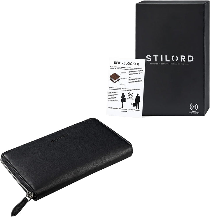 STILORD 'Emilia' Damen Portemonnaie RFID Schutz Elegante Klassische Geldbörse gross aus echtem Rinds