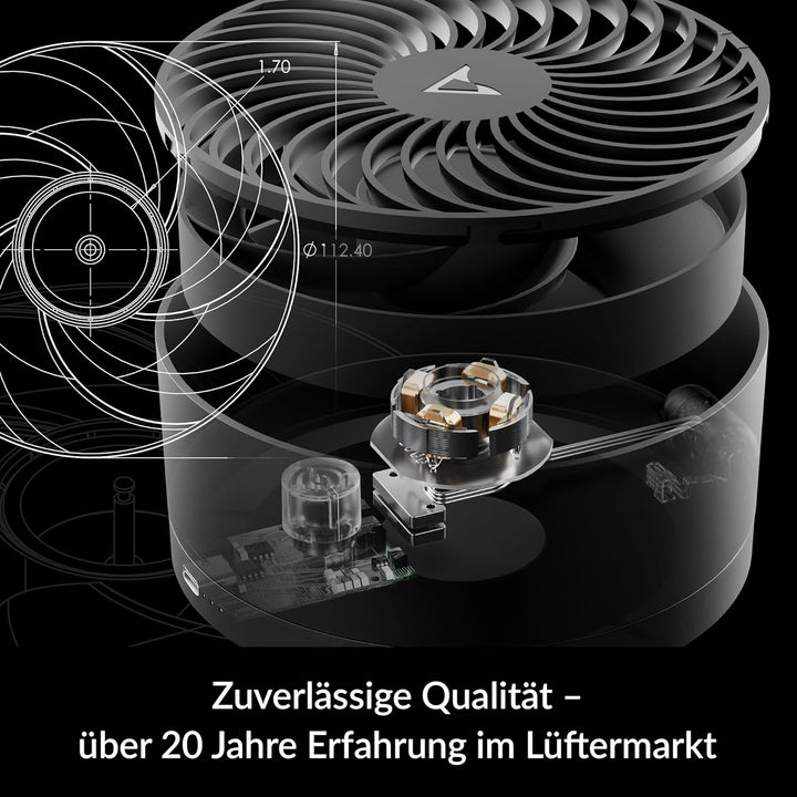 ARCTIC Summair Plus - Zusammenklappbarer Tischventilator mit integriertem Akku, USB-C Anschluss (ink