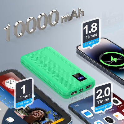 Power Bank, 10000mAh Powerbank Klein Aber Stark, Externe Handyakkus USB C Port, Externer Akku LED Di