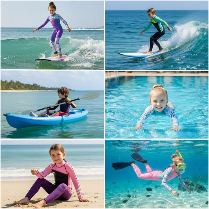 Gogokids Kinder Neoprenanzüge Thermische Bademode, Mädchen Einteiler Badeanzüge 2.5mm Neopren Tauche