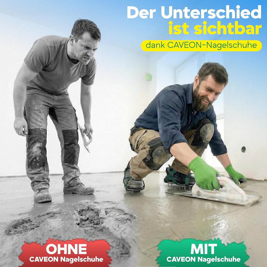 Caveon® Premium Nagelschuhe – Rasenbelüfter & Estrichschuhe mit Klettverschluss für sichtbar dichter