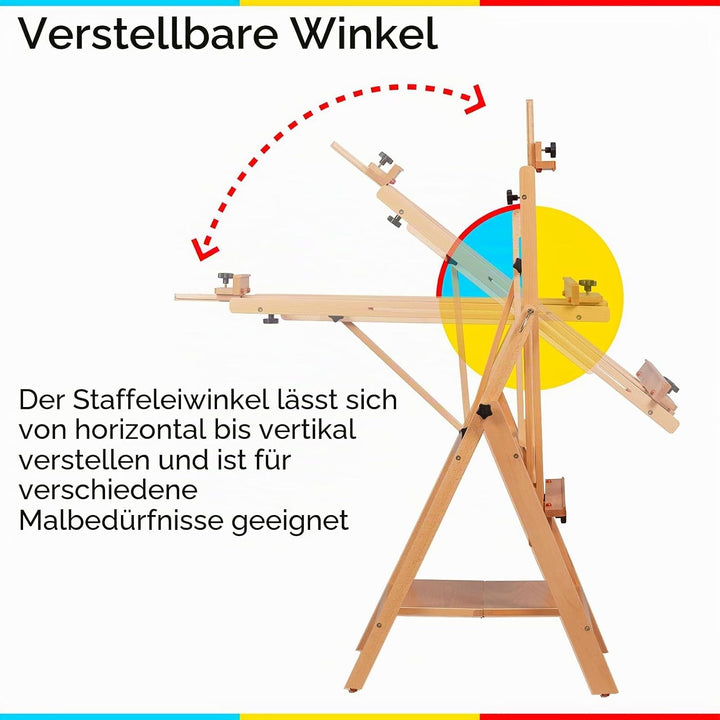MEEDEN Grosse Atelierstaffelei, Umwandelbare Staffelei mit H-Rahmen für Künstler, Verstellbare Kunst