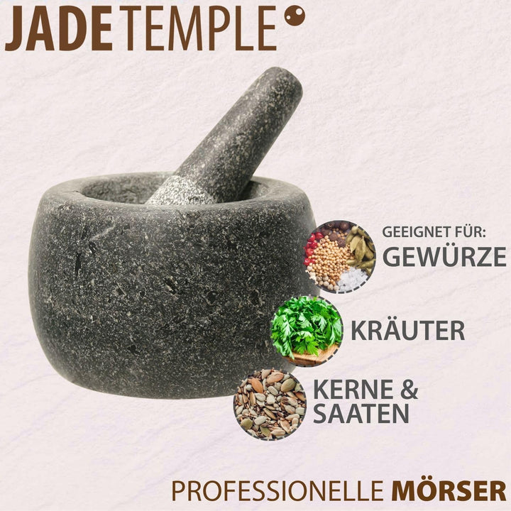 JADE TEMPLE 17204 Steinmörser mit Stössel im Set, effektives und einfaches mörsern,aus massivem Gran