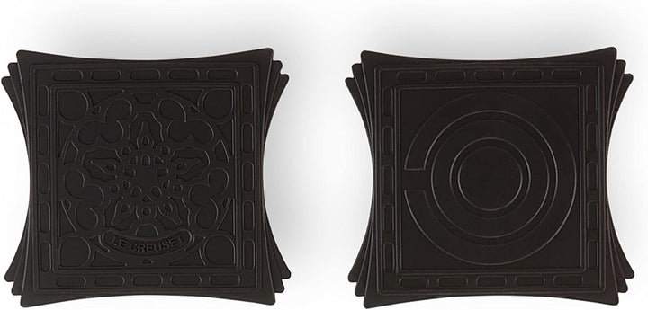 Le Creuset Magnetische Untersetzer, 2er Set, Silikon, 9.5 x 9.5 cm, Schwarz glänzend, 93009400140002