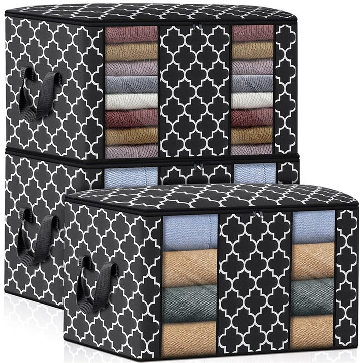 Aufbewahrungstasche Schrank 102L Grosse Organizer Set, 3 Stück Faltbar Kleideraufbewahrung mit Verst