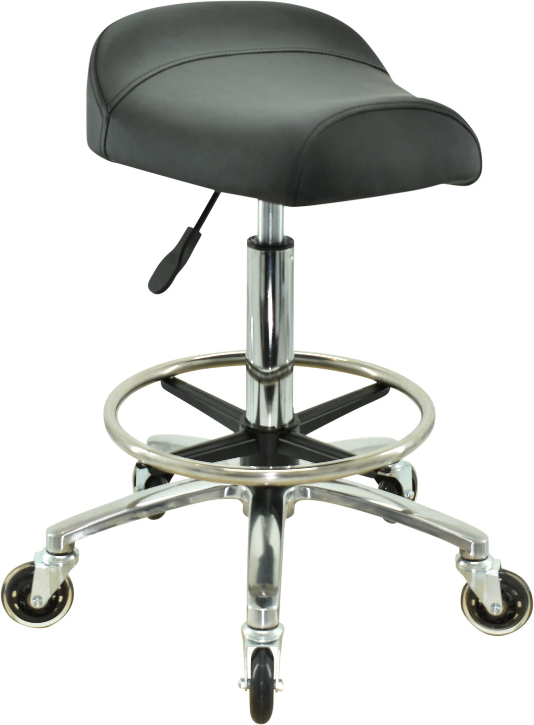 VAKON SALON - Breitsitz Rollhocker höhenverstellbar von 55-75 cm auf Premiumrollen und Fussring, Dre