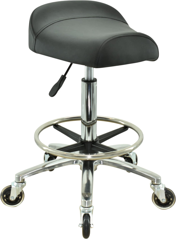 VAKON SALON - Breitsitz Rollhocker höhenverstellbar von 55-75 cm auf Premiumrollen und Fussring, Dre