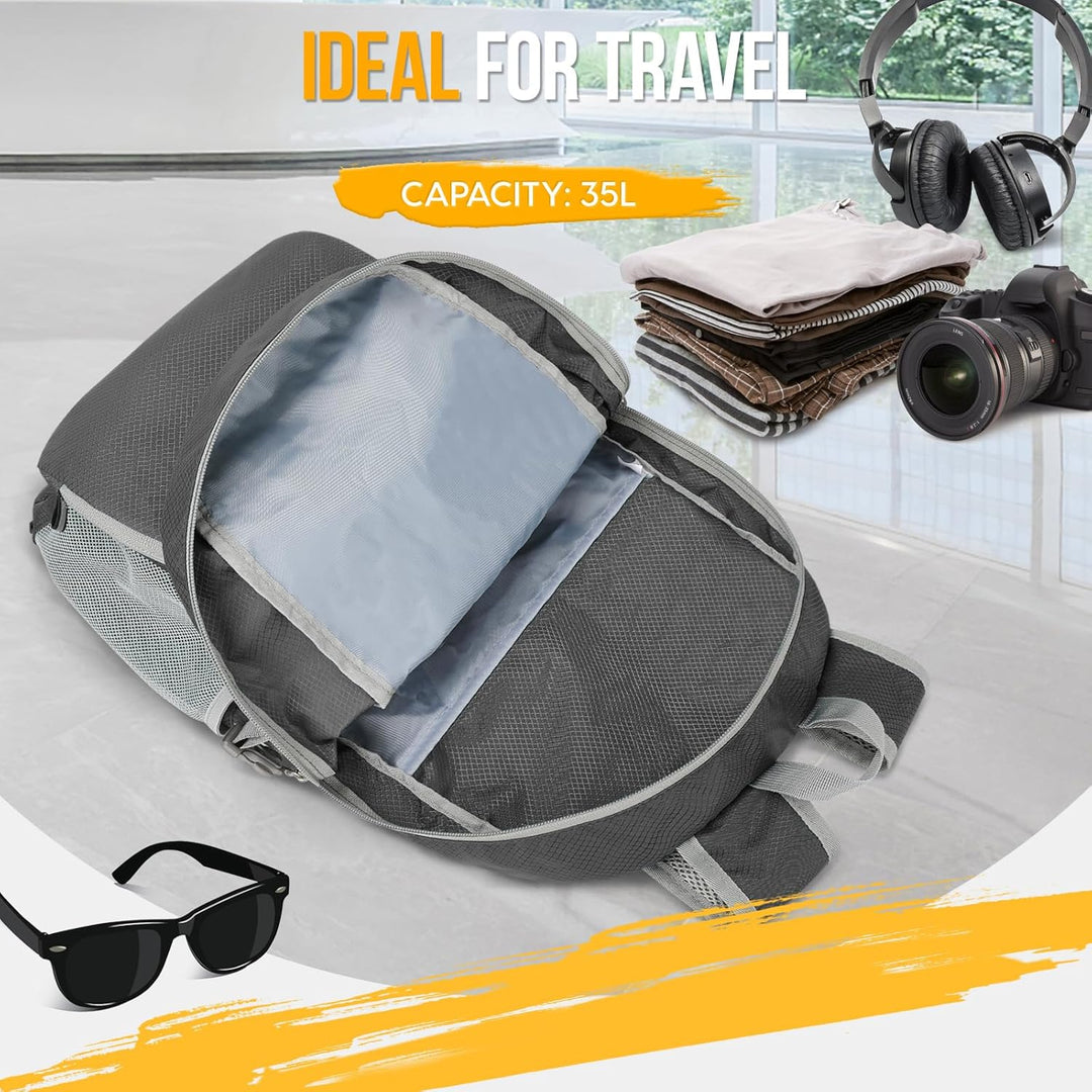 ZOMAKE 35 L Leicht Faltbarer Rucksack Packbare Backpacks, Kleiner Rucksäcke Wanderrucksack Wasserdic