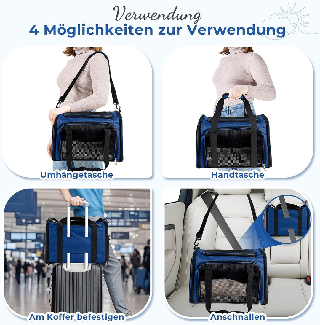 TOFFCAEA Transporttasche für Katze Hund, Hundetransportbox, Faltbare Katzentransportbox, tragbar, 5k