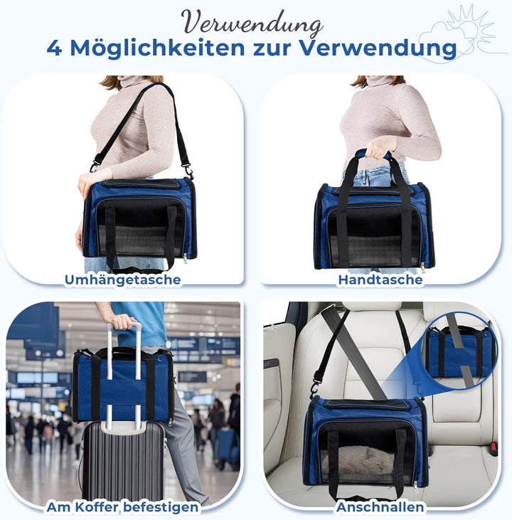 TOFFCAEA Transporttasche für Katze Hund, Hundetransportbox, Faltbare Katzentransportbox, tragbar, 5k